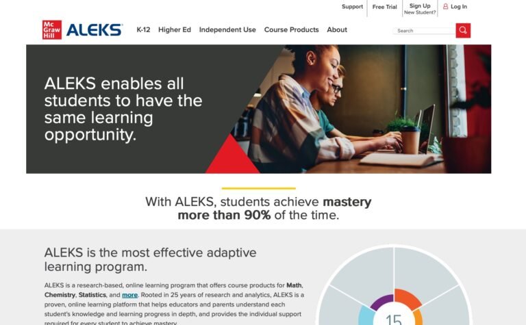 ALEKS adaptive math learning platform with personalized student pathways