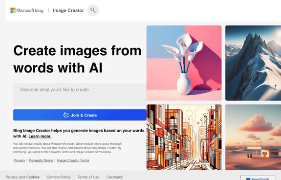 Bing Image Creator AI tool for generating custom visuals using text prompts