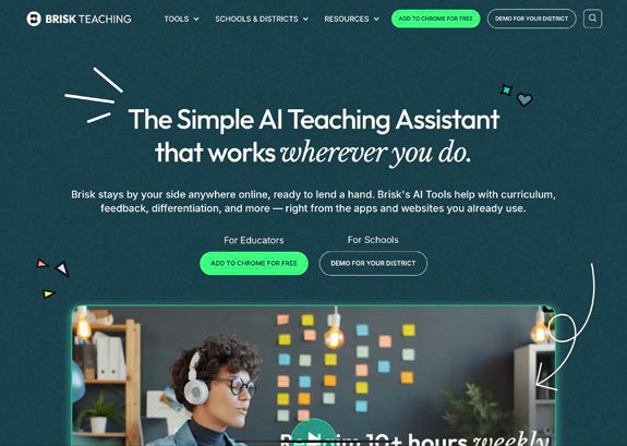 Brisk Teaching AI tool for modifying and aligning online content to learning standards
