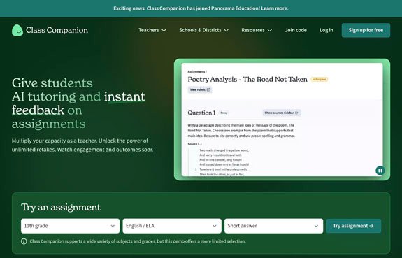 Class Companion AI grader tool for giving automated feedback on student writing