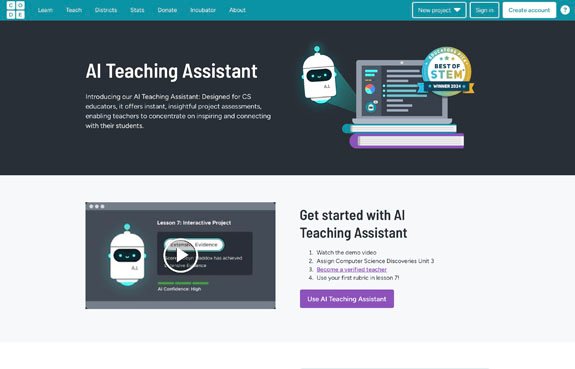Code.org coding education platform for teaching computer science to K–12 students
