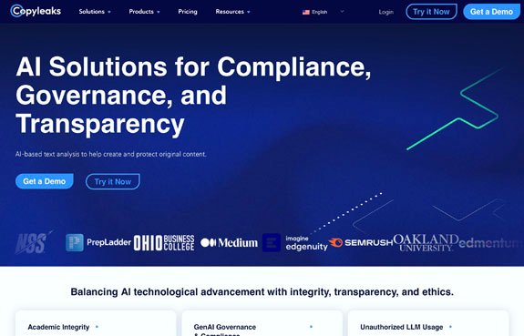 Copyleaks AI content detector for identifying plagiarism and verifying originality