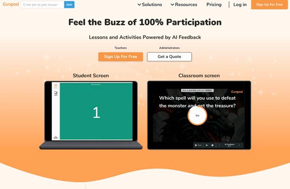 Curipod interactive slide tool for engaging students in live lessons