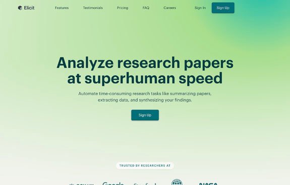 Elicit AI research assistant for summarizing academic papers and supporting evidence-based planning