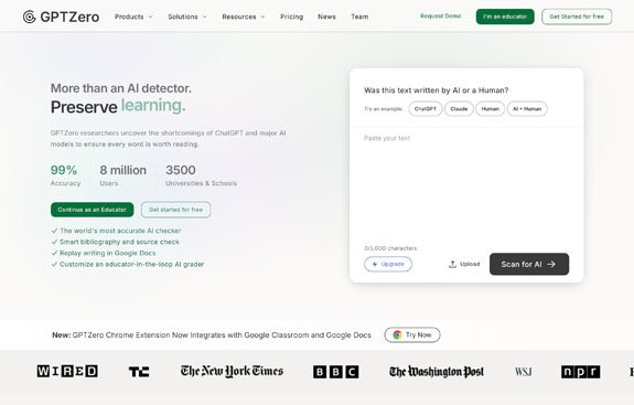 GPTZero AI content detector for identifying AI-generated student work