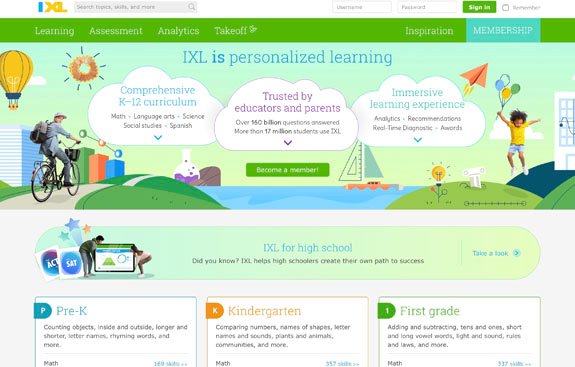 IXL Learning adaptive platform for practicing skills in math, ELA, science, and social studies