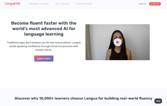 Languatalk platform for live 1-on-1 language lessons with professional tutors